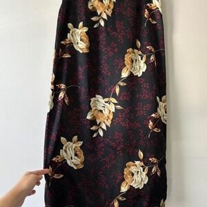 Vintage Cottagecore Black Floral Maxi Fairycore Boho Skirt - Size Small